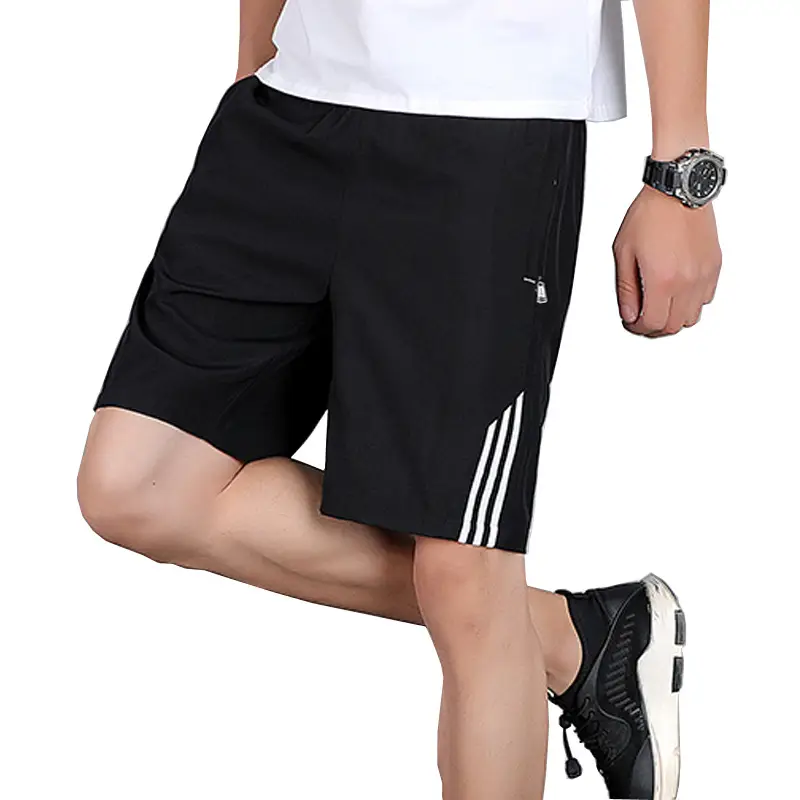 Men Black Three Bar Stretch Shorts Quick Dry Casual - Image 9
