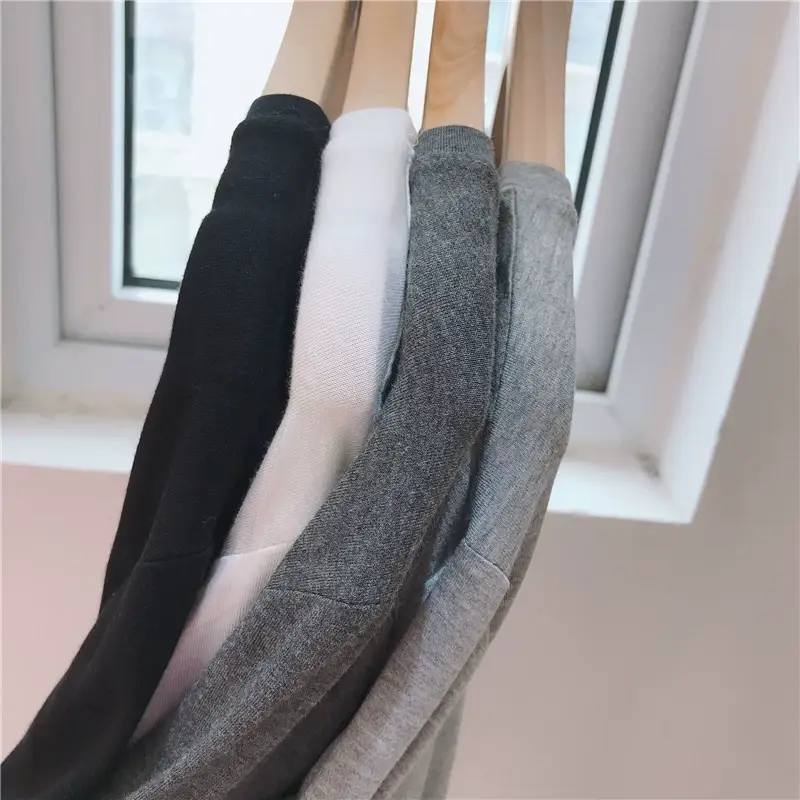 Women Loose Long Sleeve T-Shirt Grey Modal — feature 12