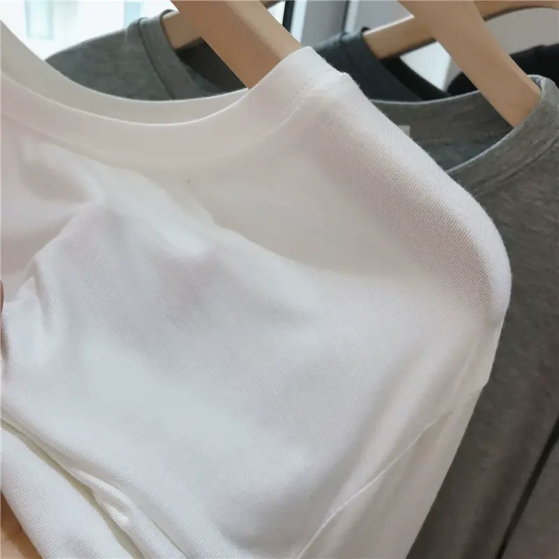 Women Loose Long Sleeve T-Shirt Grey Modal — feature 5