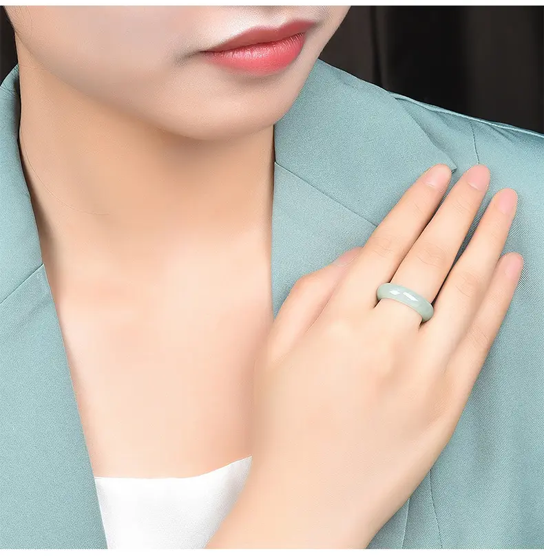 Natural Burmese Jade Ring for Men Women Ice Green — feature 10