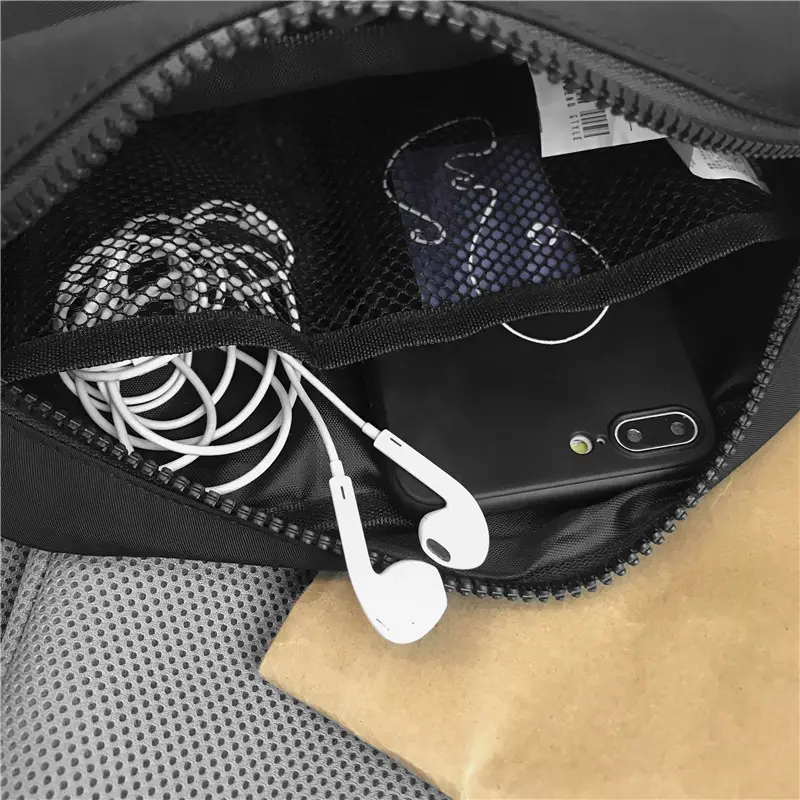 Men's Black Mesh Zip Bag with Heart Design - Image 6