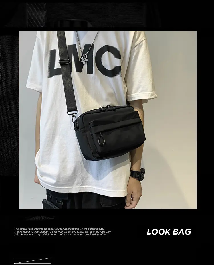 Men's Black Mesh Zip Bag with Heart Design — feature 1