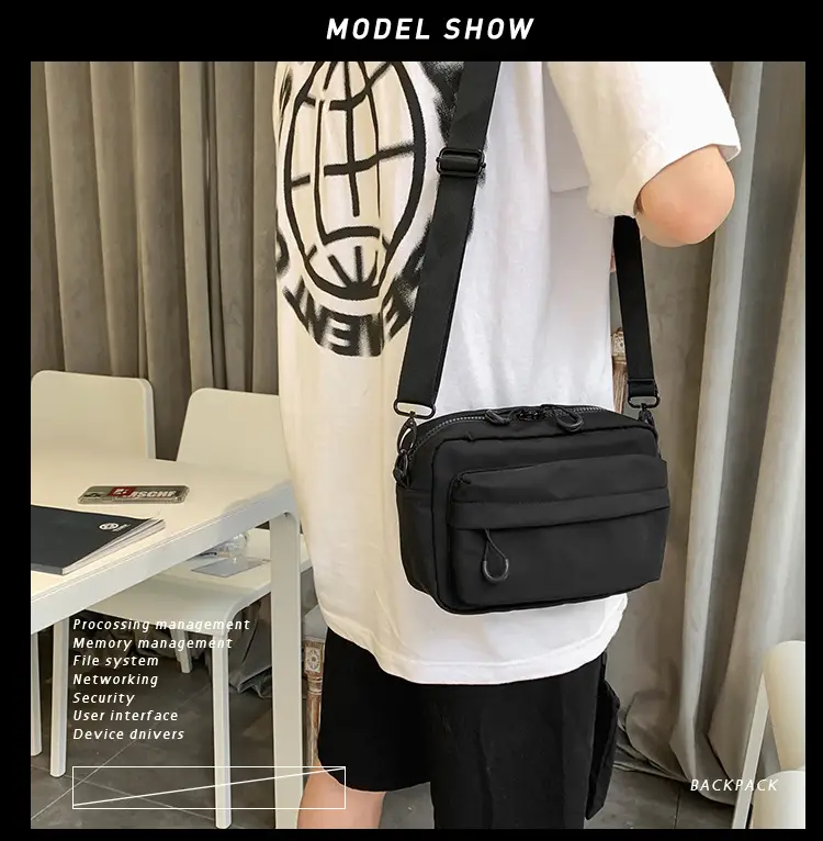 Men's Black Mesh Zip Bag with Heart Design — feature 4