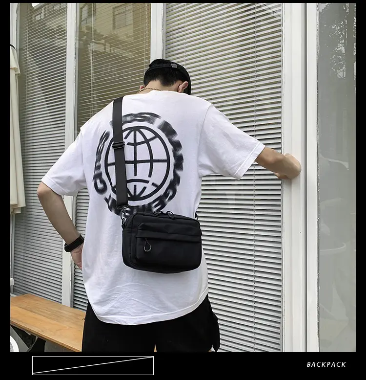 Men's Black Mesh Zip Bag with Heart Design — feature 5