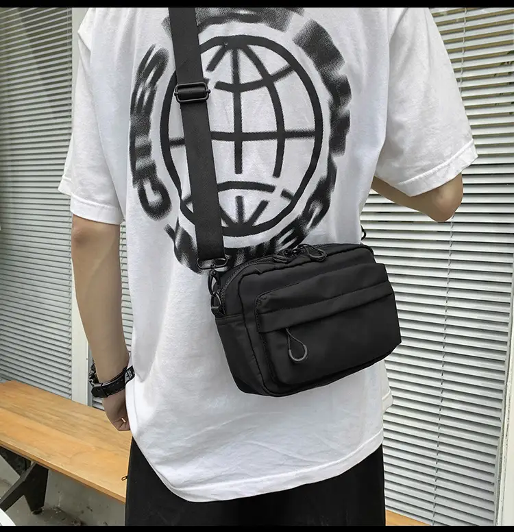 Men's Black Mesh Zip Bag with Heart Design — feature 6