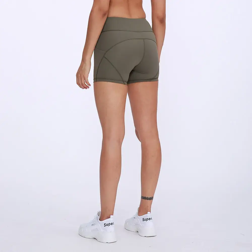 Cross-border New Stitching Sports Three-part Pants Skin-friendly Naked Peach Hip Elastic Tight Yoga Shorts for Women