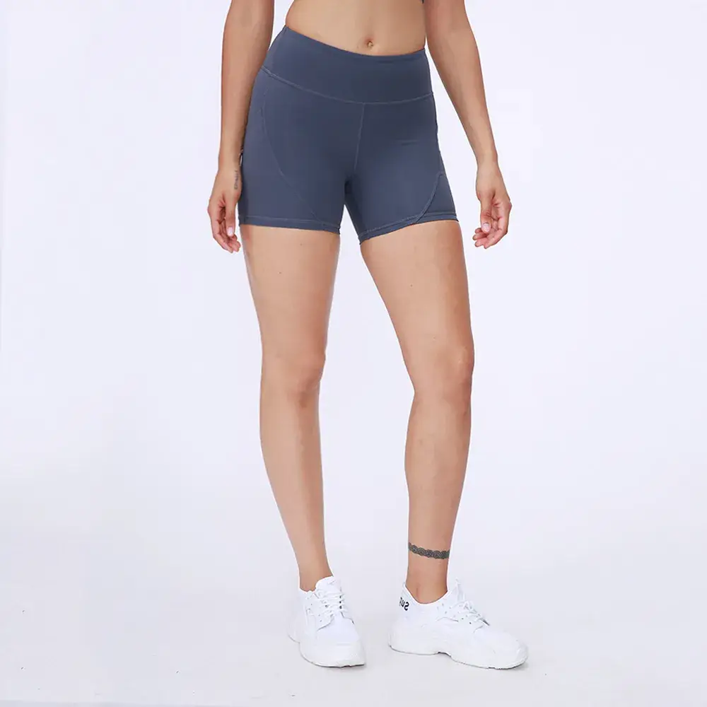 Cross-border New Stitching Sports Three-part Pants Skin-friendly Naked Peach Hip Elastic Tight Yoga Shorts for Women