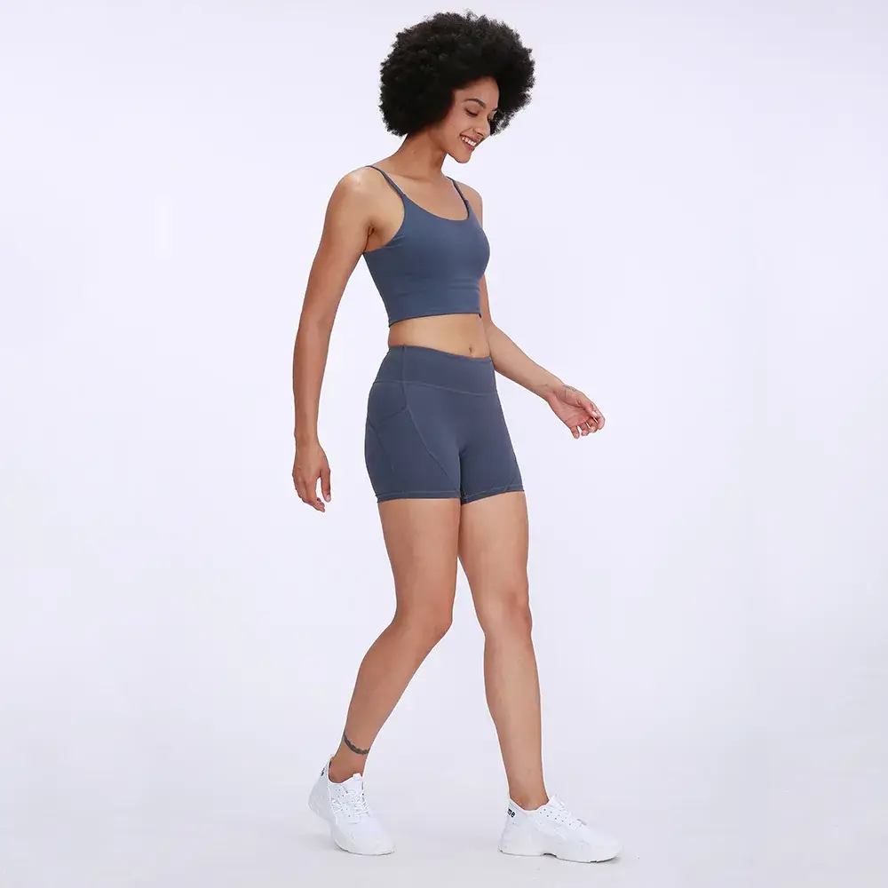 Cross-border New Stitching Sports Three-part Pants Skin-friendly Naked Peach Hip Elastic Tight Yoga Shorts for Women