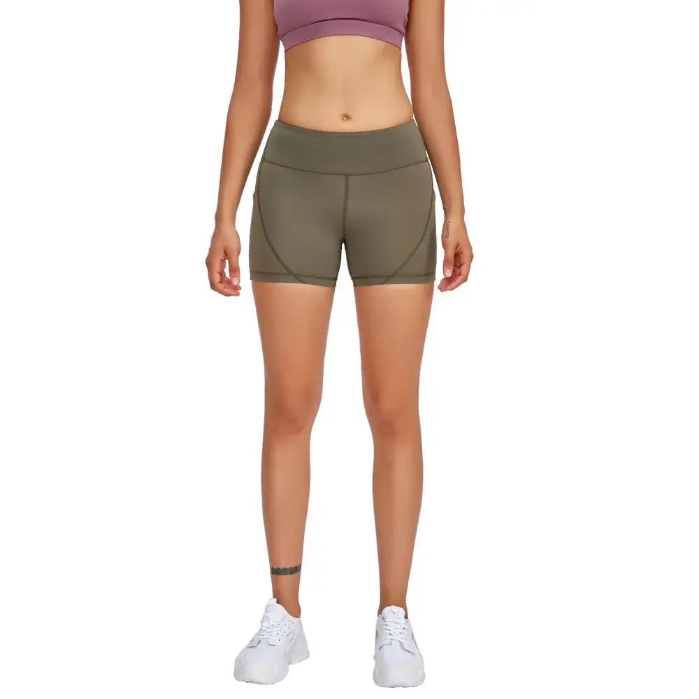 Cross-border New Stitching Sports Three-part Pants Skin-friendly Naked Peach Hip Elastic Tight Yoga Shorts for Women