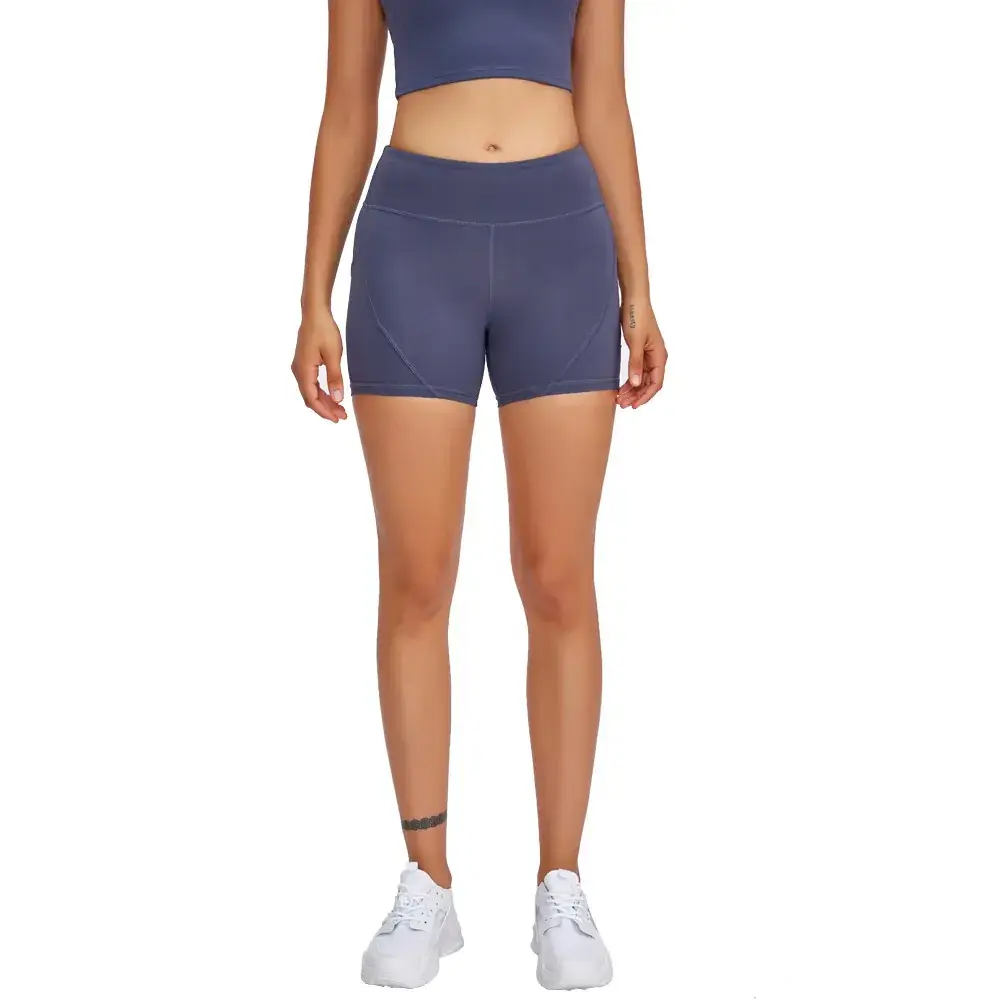 Cross-border New Stitching Sports Three-part Pants Skin-friendly Naked Peach Hip Elastic Tight Yoga Shorts for Women