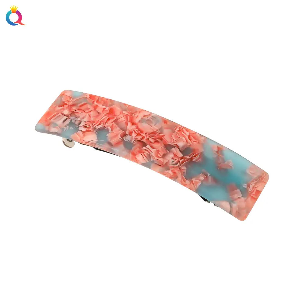 Qiyue Square Acetate Hair Clip with Forest Pattern