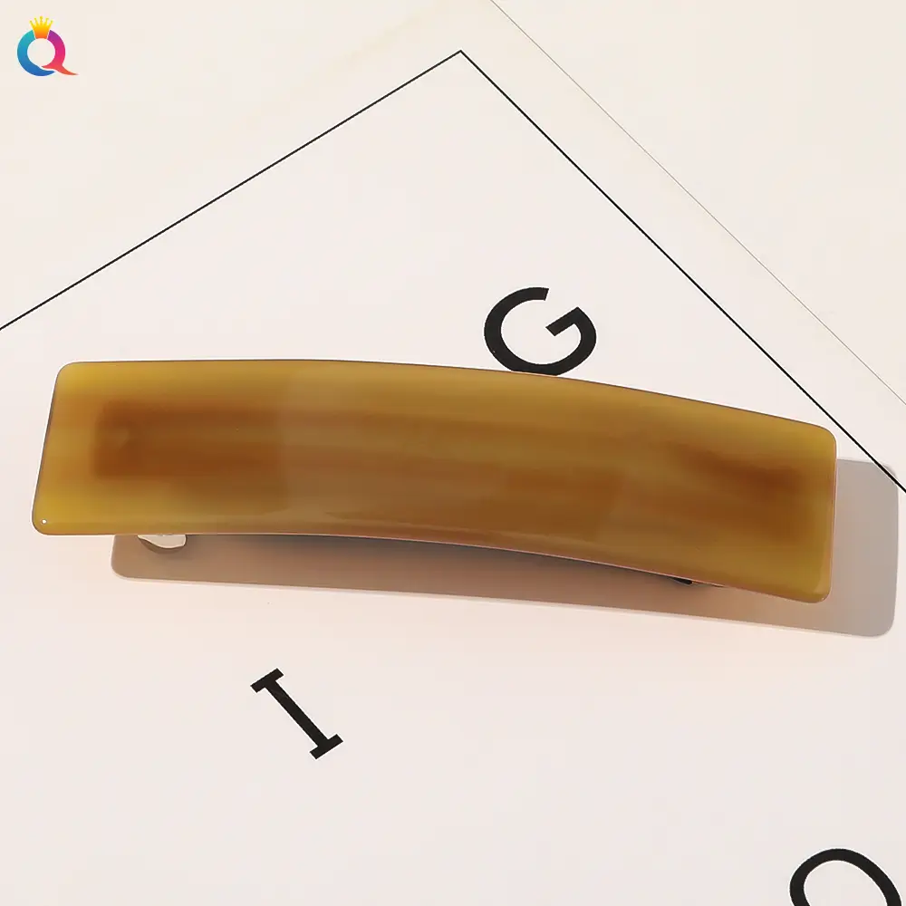 Qiyue Square Acetate Hair Clip with Forest Pattern