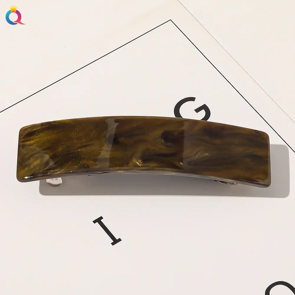 Qiyue Square Acetate Hair Clip with Forest Pattern