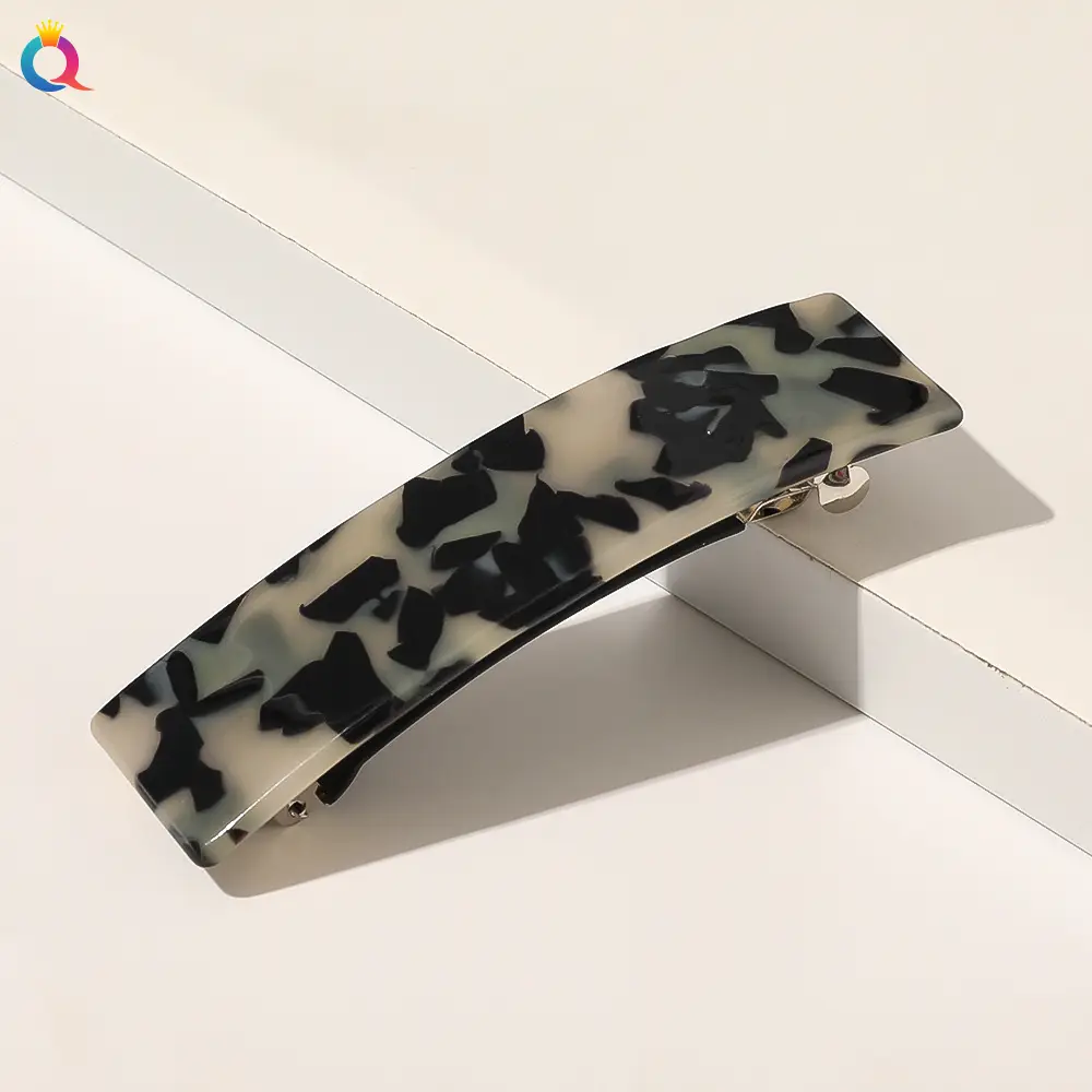 Qiyue Square Acetate Hair Clip with Forest Pattern
