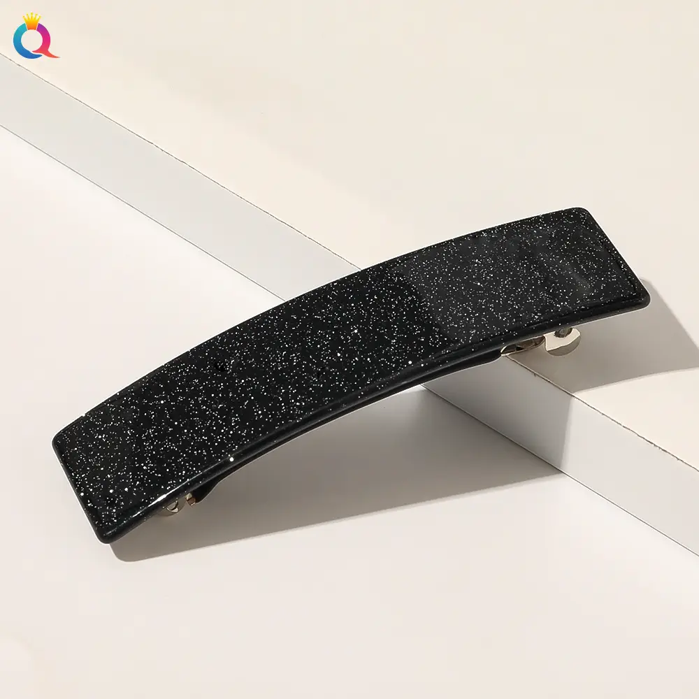 Qiyue Square Acetate Hair Clip with Forest Pattern