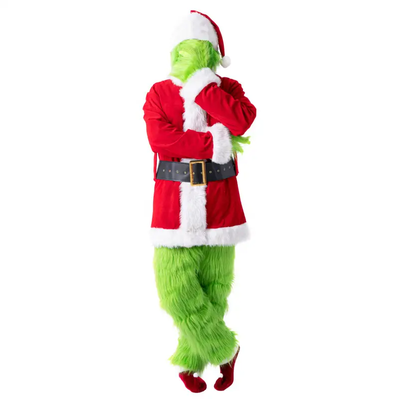 2025 Christmas Monster Green Fur Santa Costume Set - Image 5