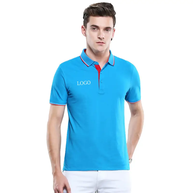 Men Peacock Blue Polo Shirt 200 Cotton Summer - Image 14