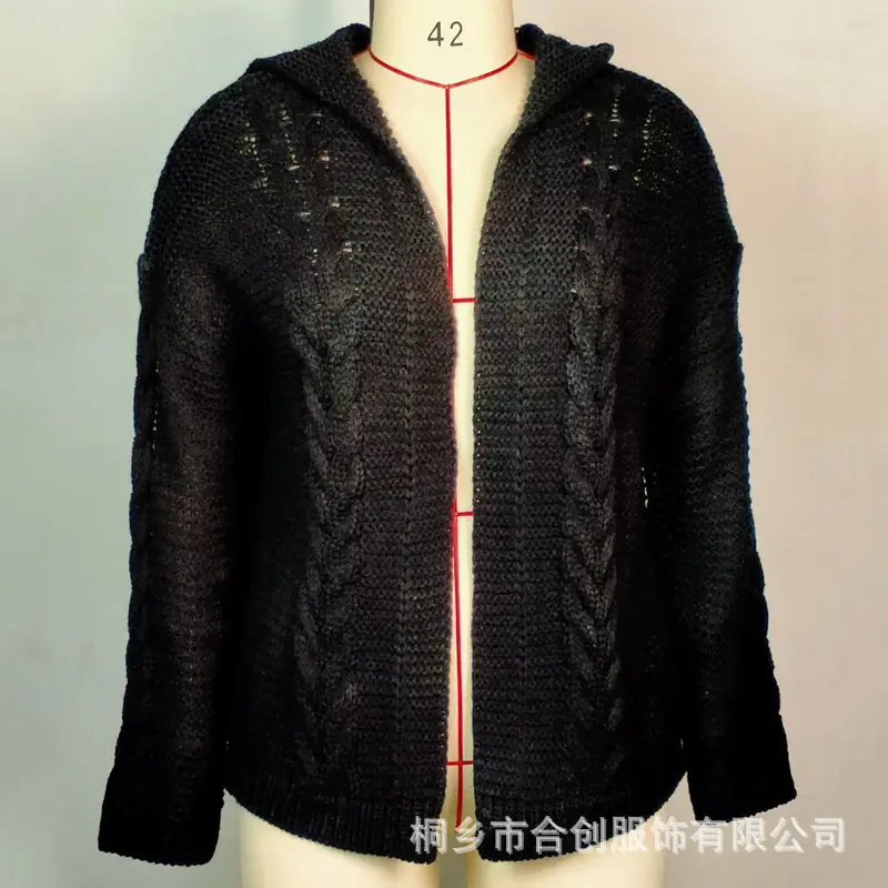 Women's Knitted Cardigan Hoodie Pink 2025 Winter - Image 4