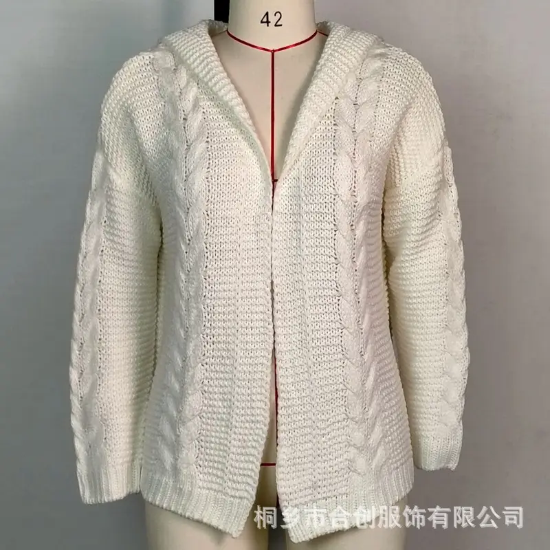 Women's Knitted Cardigan Hoodie Pink 2025 Winter - Image 5