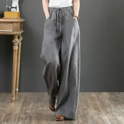 Korean Linen Wide Leg Pants Large Women - Image 2
