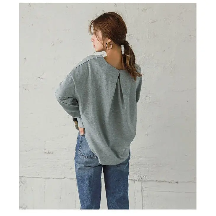 Women Loose T-Shirt Summer Back View Tan - Image 6