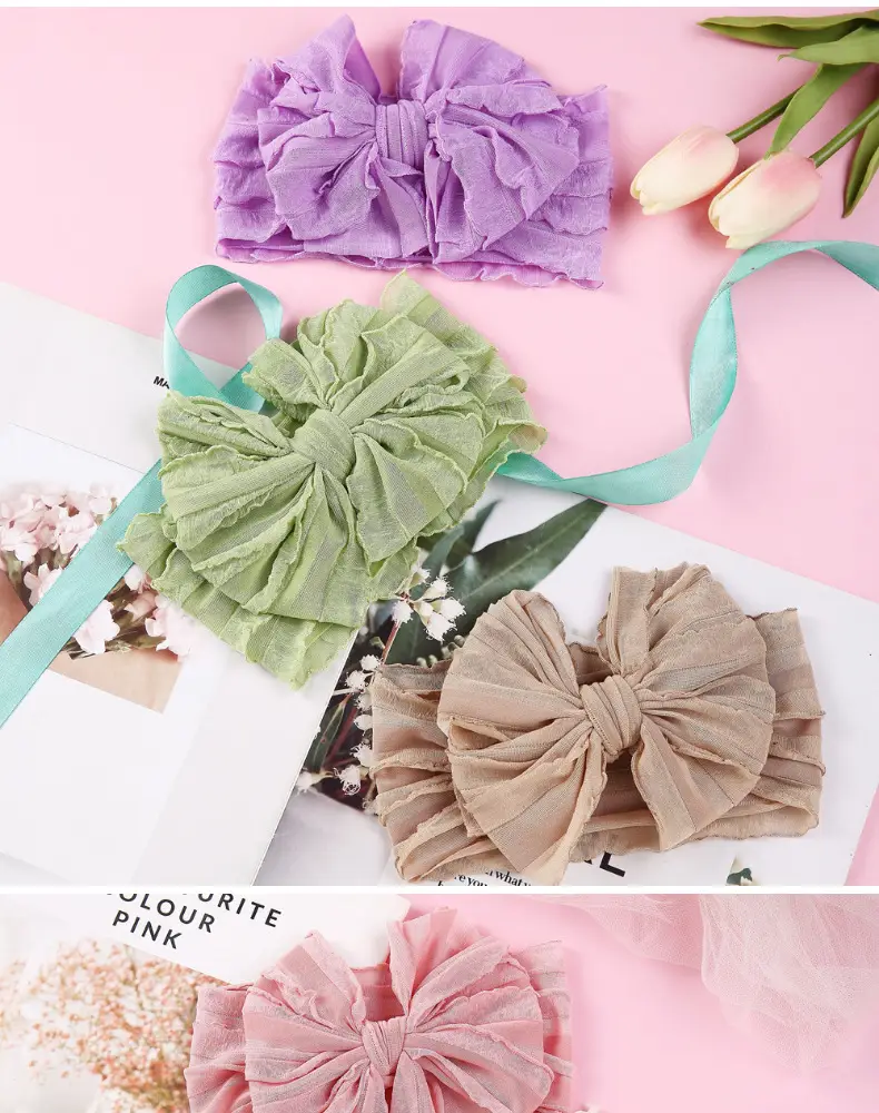 Pink Thin Bow Jacquard Hairband for Girls — feature 9