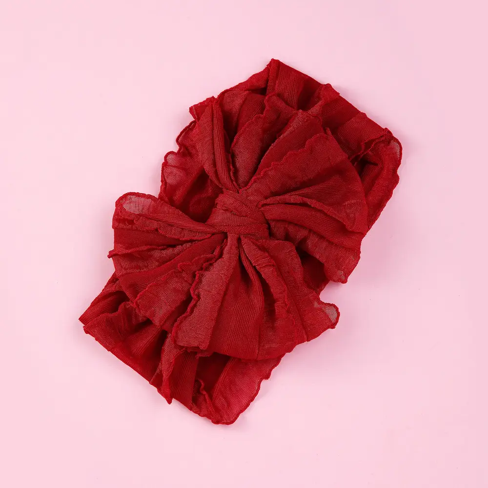 Pink Thin Bow Jacquard Hairband for Girls - Image 7