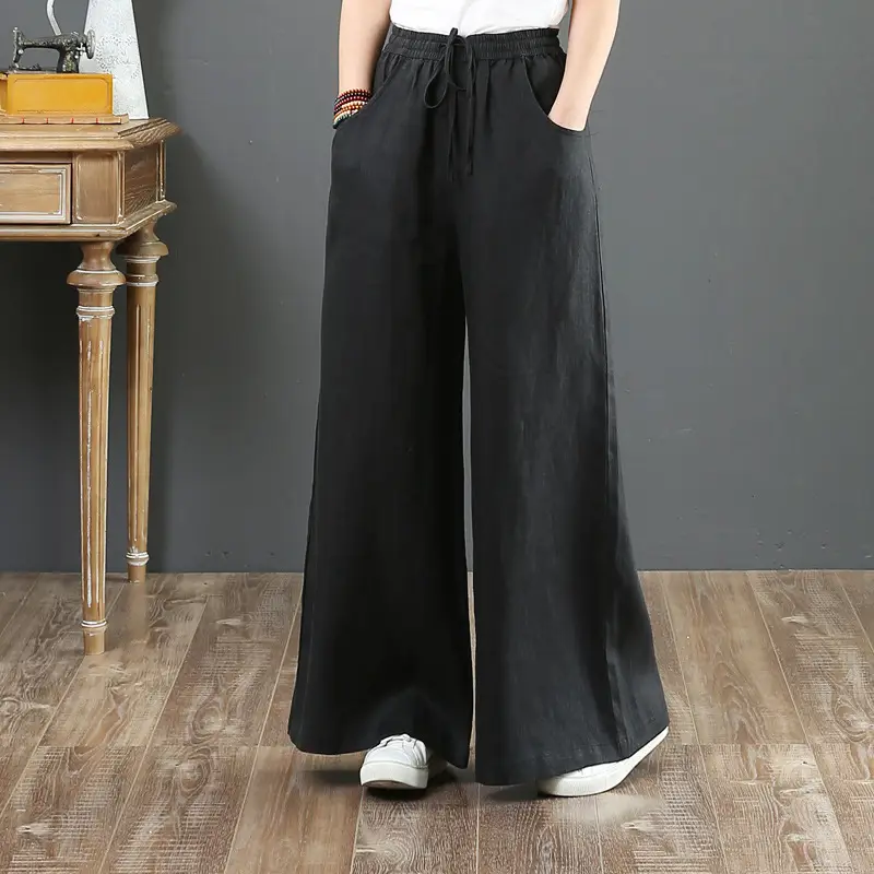 Korean Linen Loose Plus Wide Leg Pants - Image 11