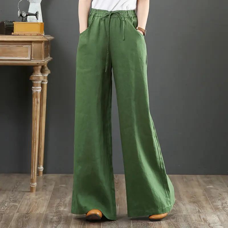 Korean Linen Loose Plus Wide Leg Pants - Image 12