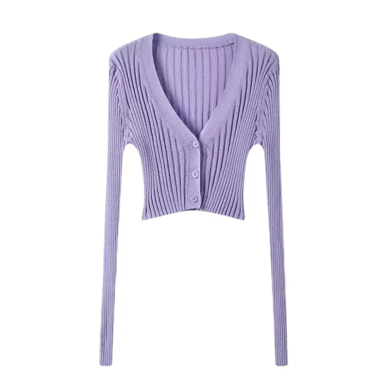 Women V-Neck Long Sleeve Ice Silk Knit Sweater - Image 8