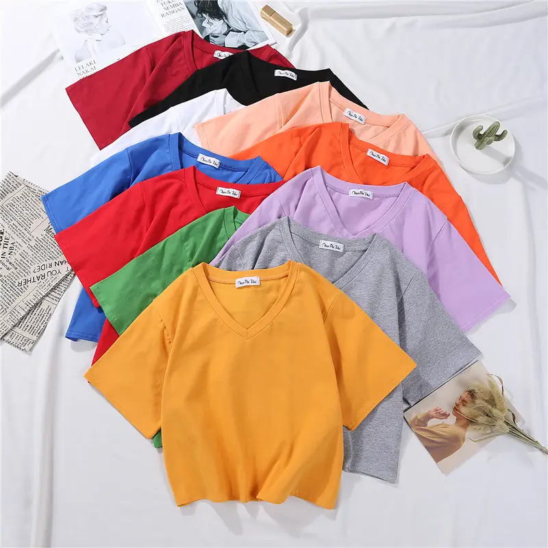 White Navel-Exposed Short Sleeve Women T-Shirt