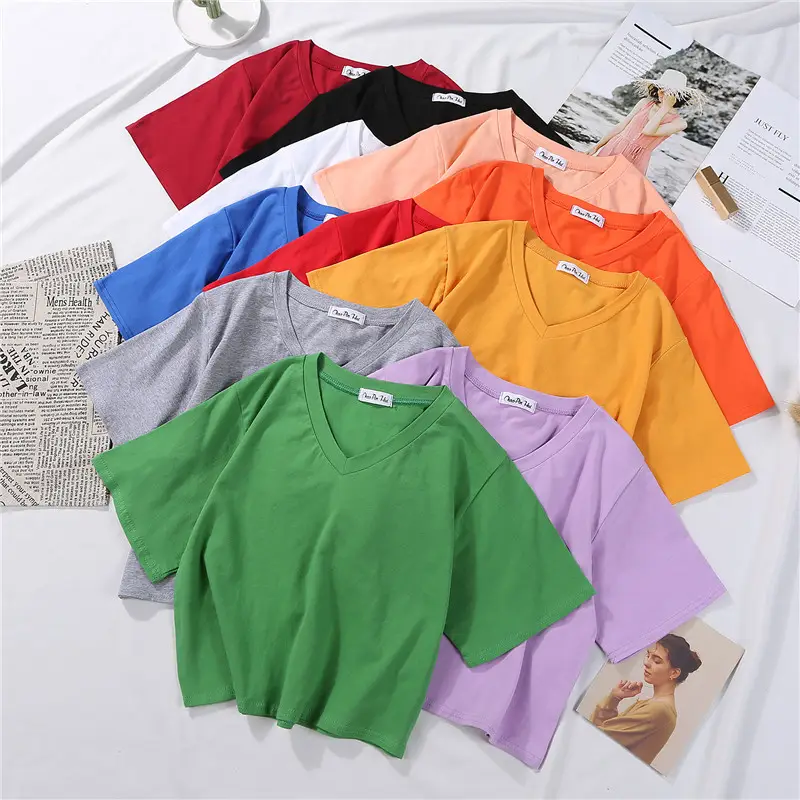 White Navel-Exposed Short Sleeve Women T-Shirt