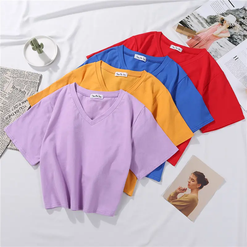 White Navel-Exposed Short Sleeve Women T-Shirt
