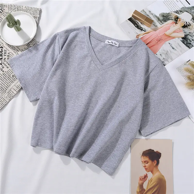 White Navel-Exposed Short Sleeve Women T-Shirt