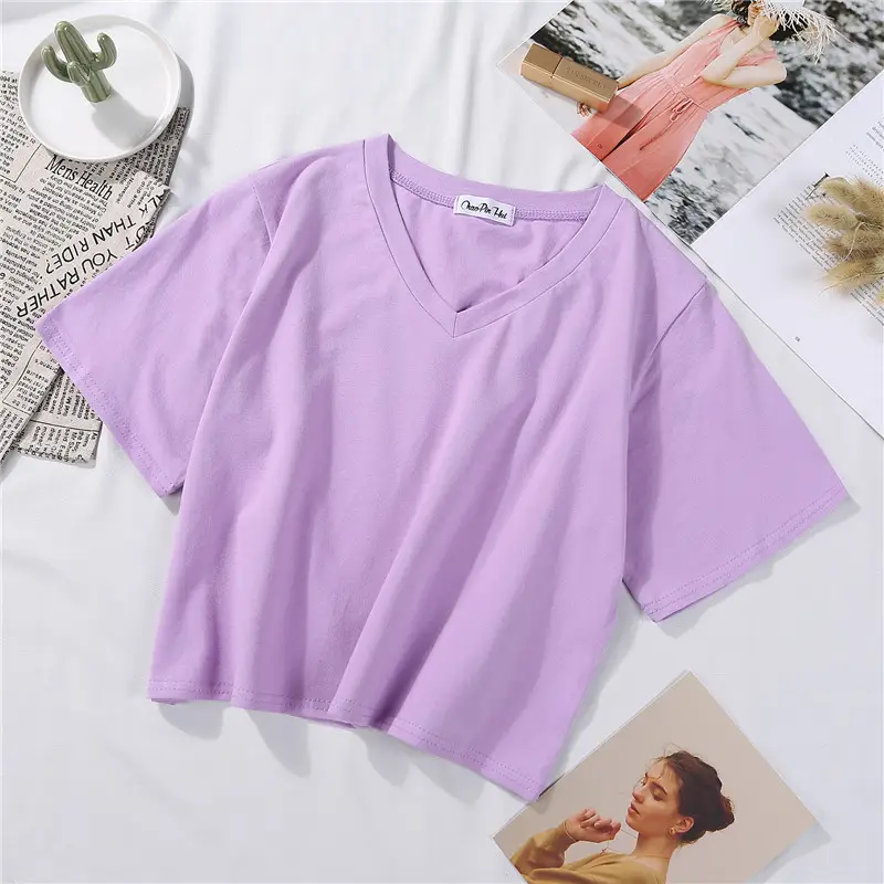 White Navel-Exposed Short Sleeve Women T-Shirt