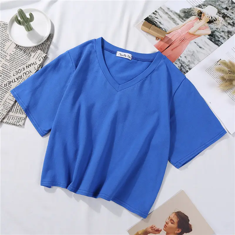 White Navel-Exposed Short Sleeve Women T-Shirt