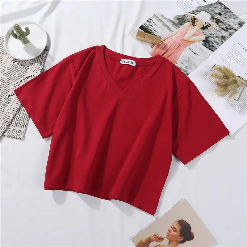 White Navel-Exposed Short Sleeve Women T-Shirt