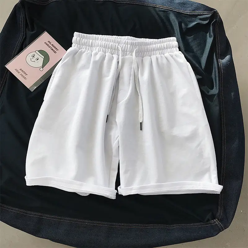 Men 20 Summer Loose Blue Shorts White Drawstring - Image 12