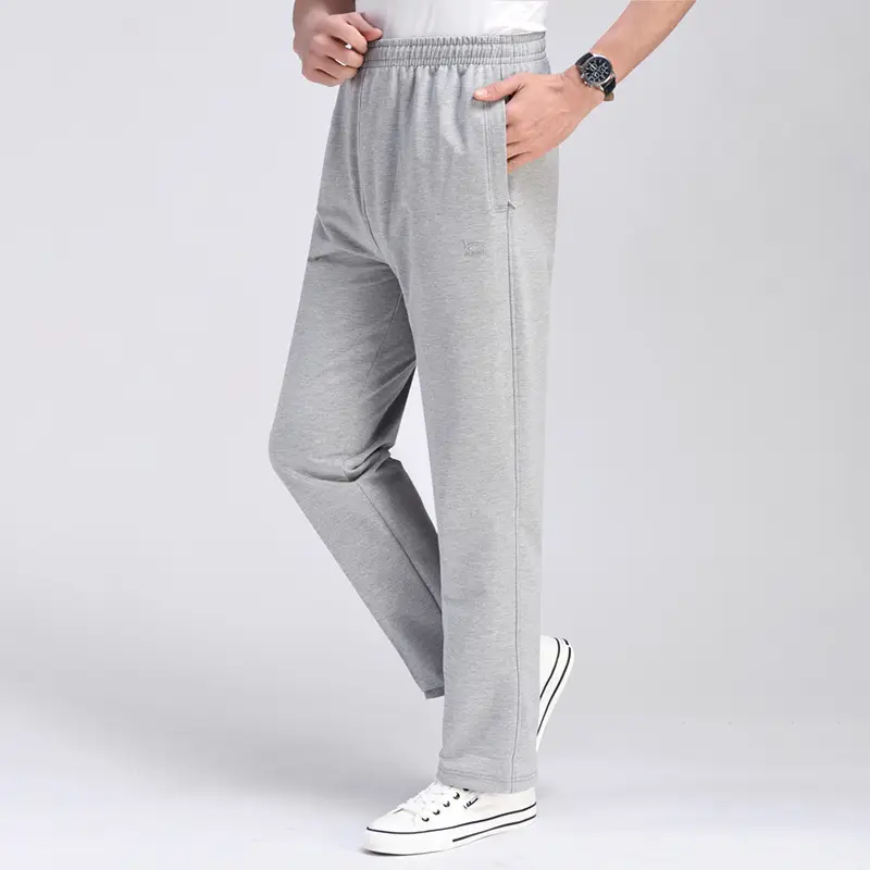 Men Cotton Loose Fit Sweatpants Plus Size Grey - Image 12
