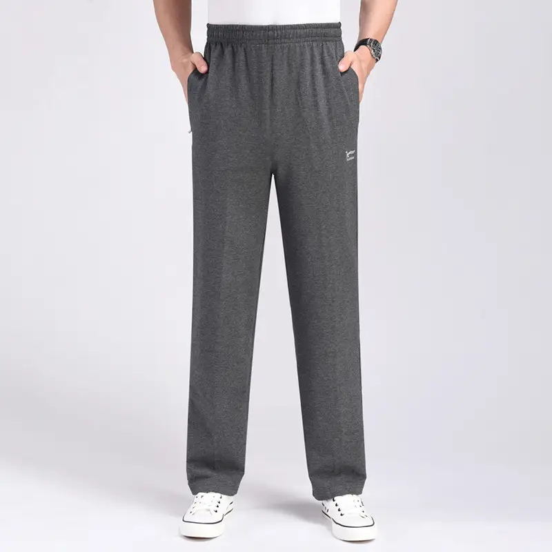 Men Cotton Loose Fit Sweatpants Plus Size Grey - Image 2