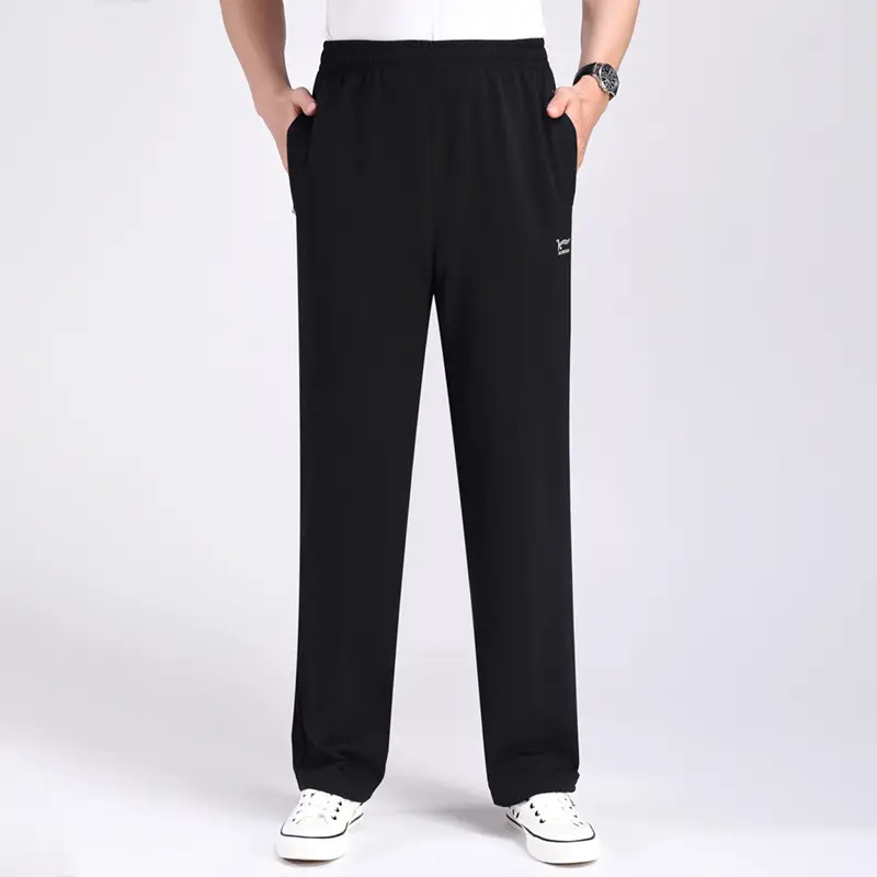Men Cotton Loose Fit Sweatpants Plus Size Grey - Image 4