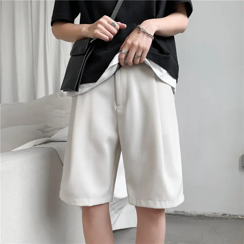 Men's Loose Straight Shorts White Summer Casual - Image 5
