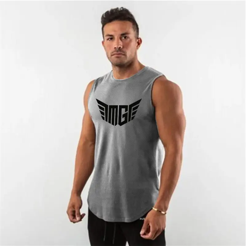 Men's Black Logo Sleeveless Fitness Vest