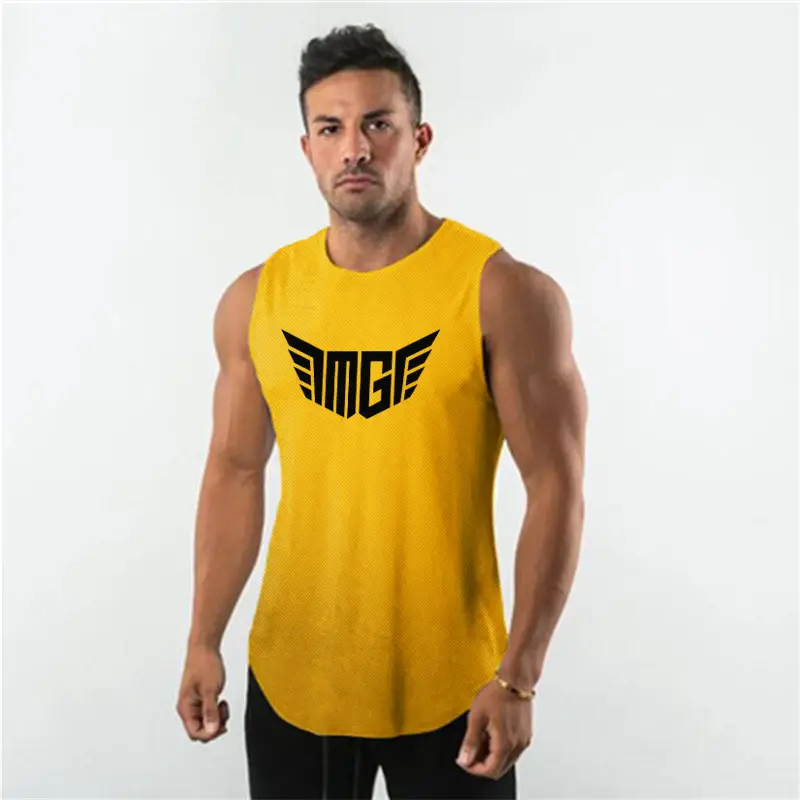 Men's Black Logo Sleeveless Fitness Vest