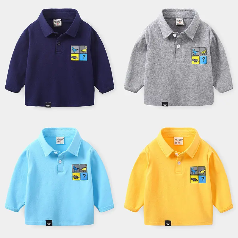 Children's Yellow Polo Shirt 2023 Boys Long Sleeve - Image 5