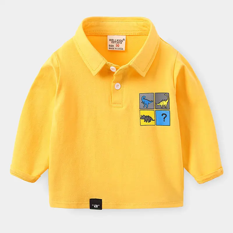 Children's Yellow Polo Shirt 2023 Boys Long Sleeve - Image 2