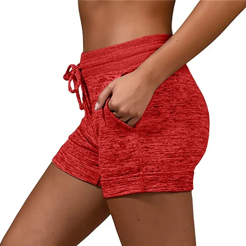 Gray Marbled High Waist Yoga Shorts with Drawstring - Image 10