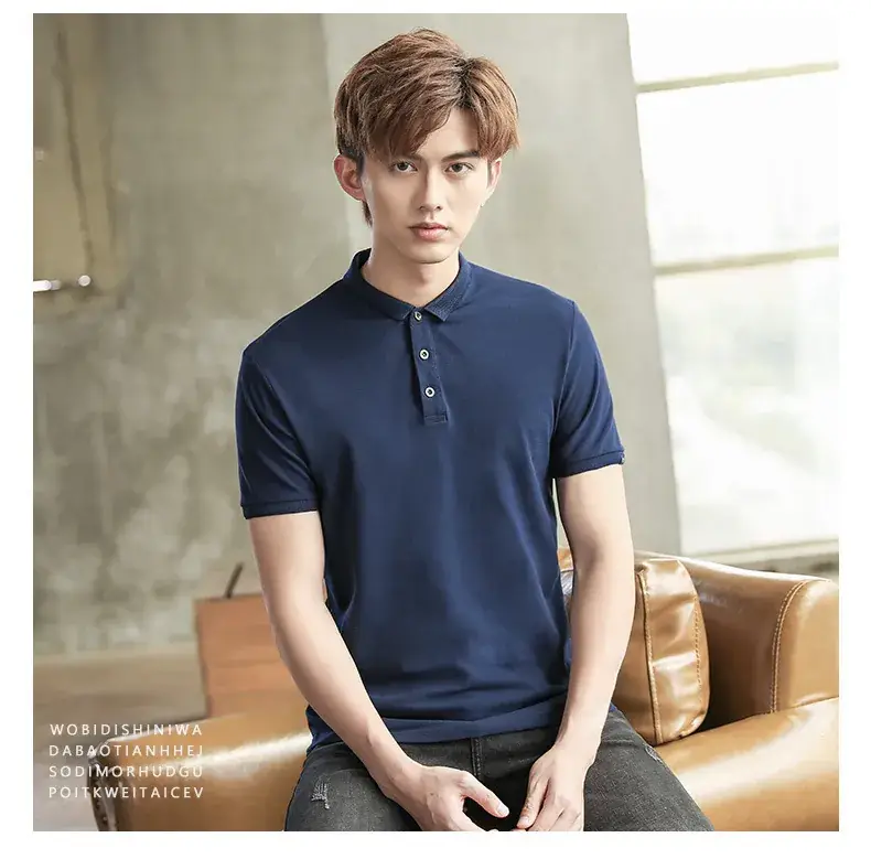 Men's Korean Style Polo T-Shirt Solid Color - Image 4