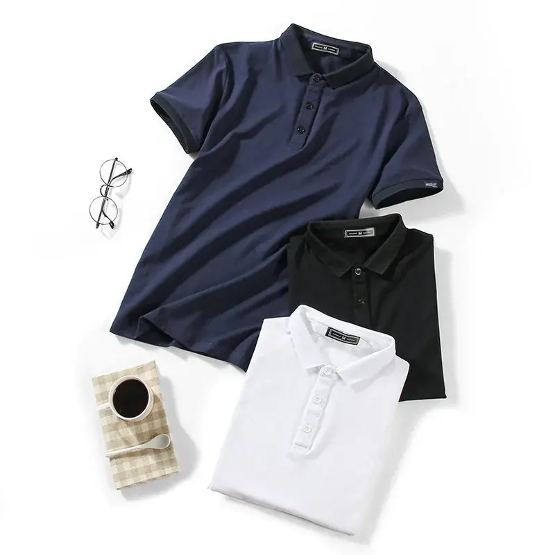 Men's Korean Style Polo T-Shirt Solid Color - Image 8