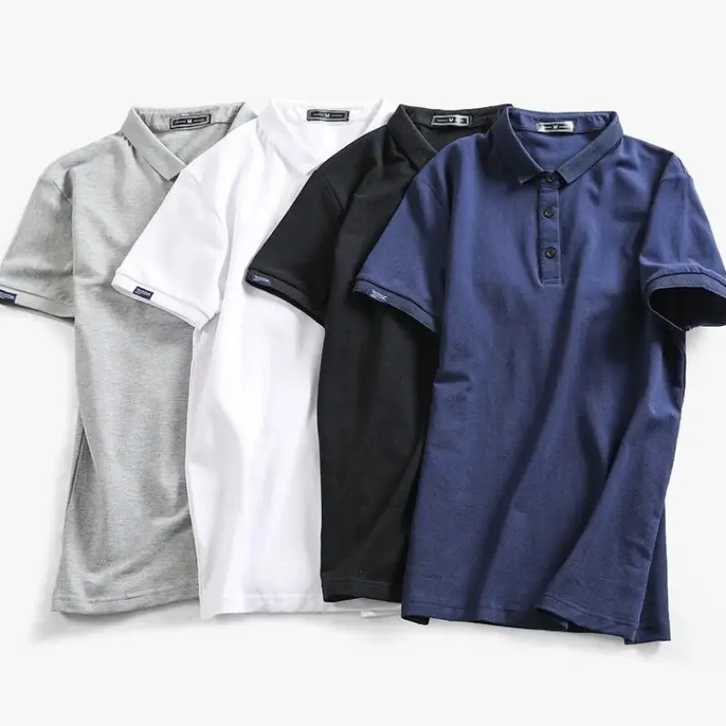 Men's Korean Style Polo T-Shirt Solid Color — feature 1